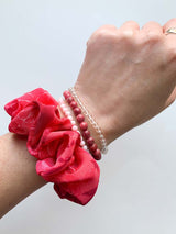 Hot Coral Silk Scrunchie