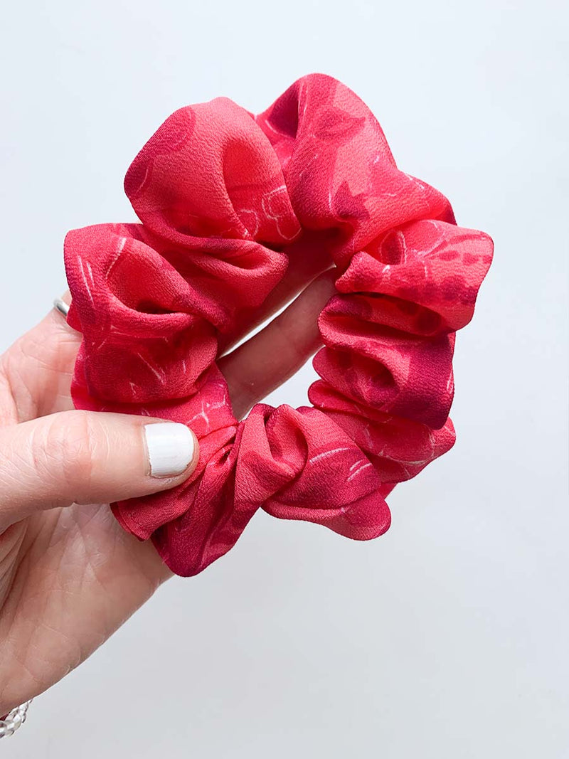 Hot Coral Silk Scrunchie