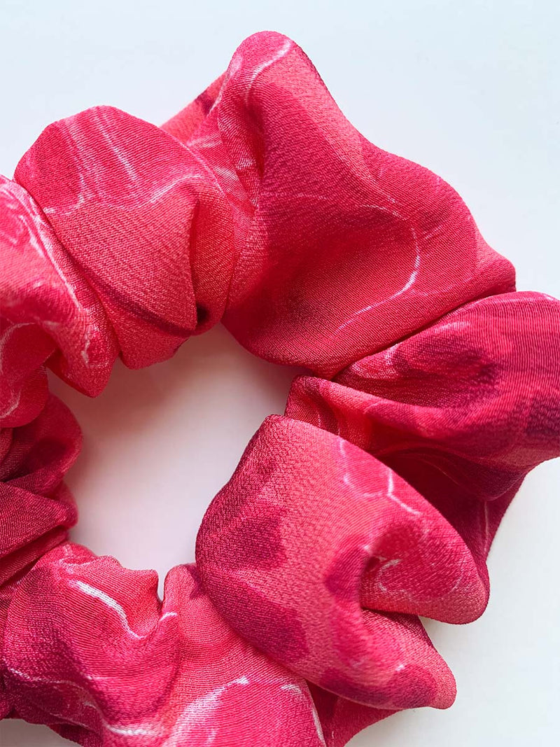 Hot Coral Silk Scrunchie